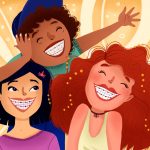illustration of three women with braces